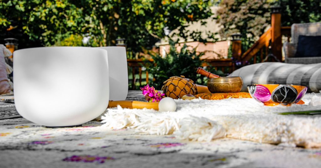 A sound bath setting